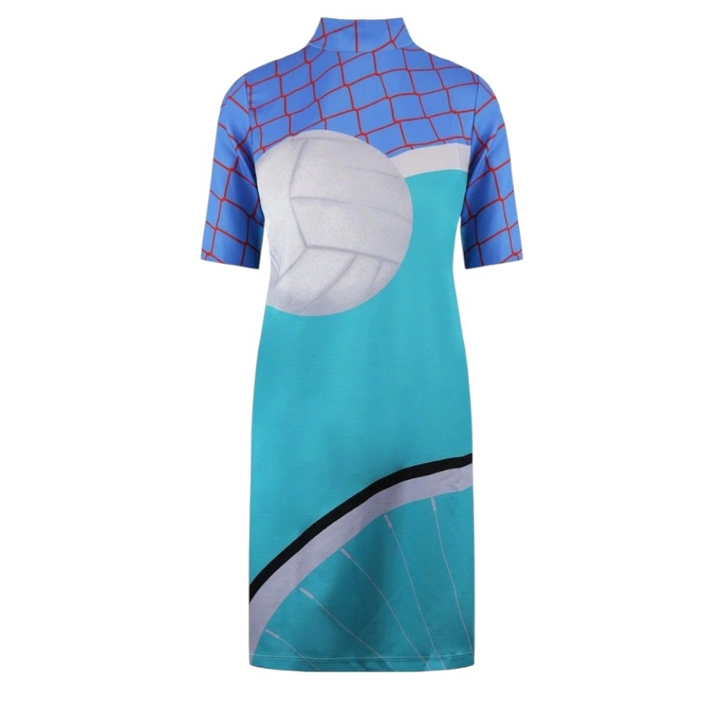 Adidas Originals Collective Memories Blue White Volleyball Print Dress Large